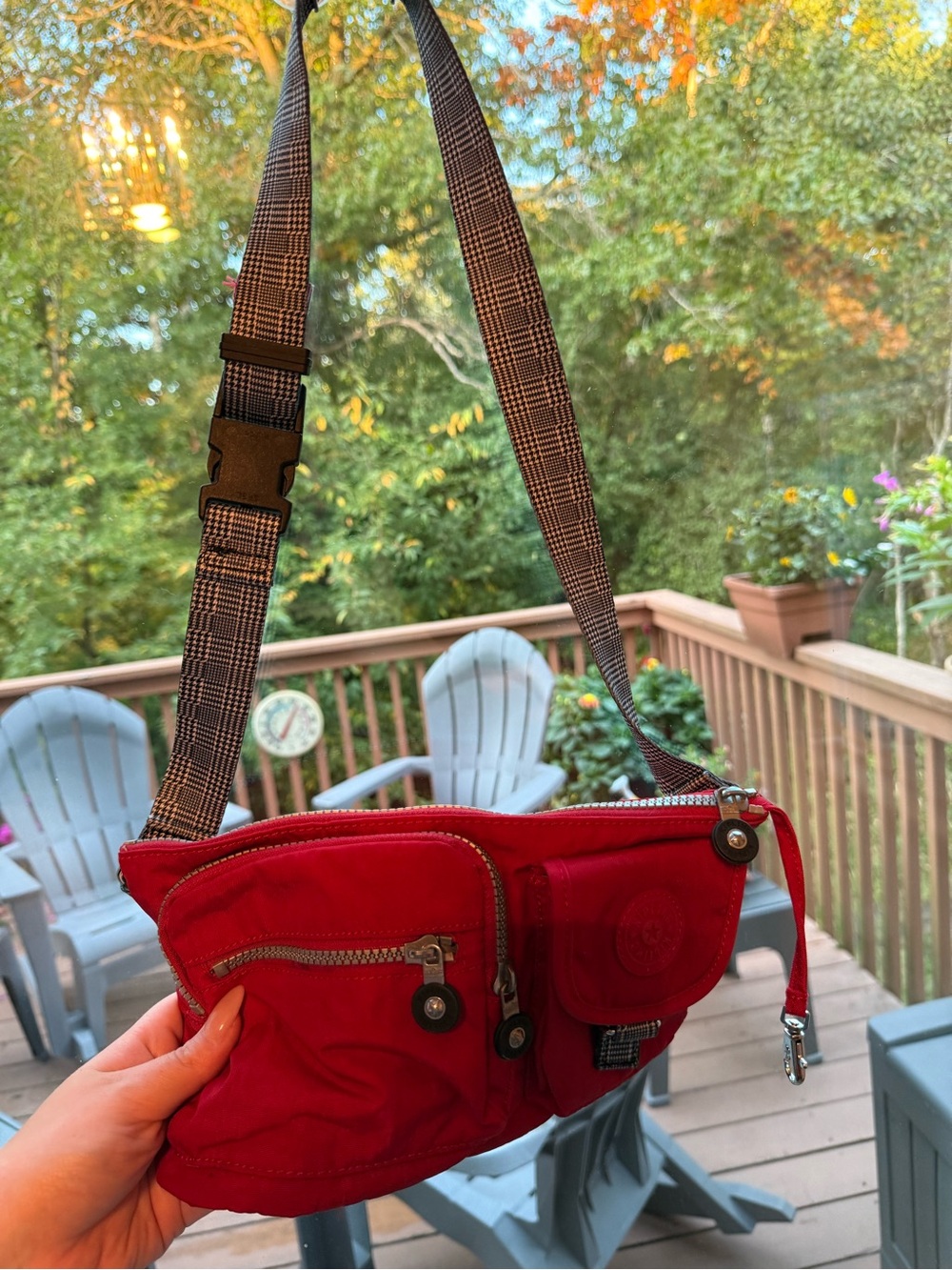 Kipling Red Crossbody Bag with Adjustable Strap